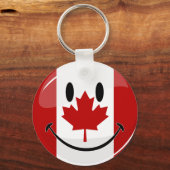 Glossy Smiling Canadian Flag Sleutelhanger (Voorkant)