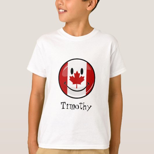 Glossy Smiling Canadian Flag T-shirt (Voorkant)