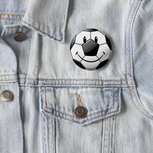 Glossy Smiling Toon Voetbal Ronde Button 5,7 Cm (In situ)