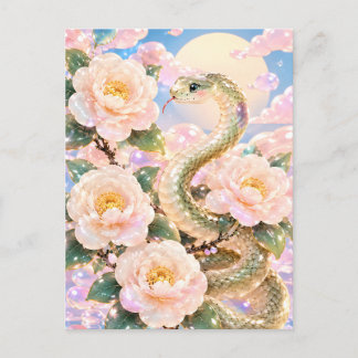 Glossy Snake Floral Art Briefkaart
