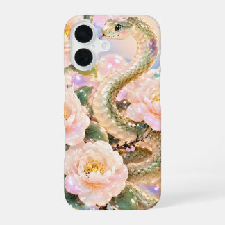 Glossy Snake & Floral iPhone 16 Hoesje