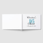 Glossy Sweet 16 Blue Glitter Custom Guest Book Gastenboek (Volledig)