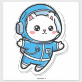 Glossy Transparent -Cute Astronaut Cat 14x14 Sticker (Vel)