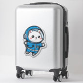 Glossy Transparent -Cute Astronaut Cat 14x14 Sticker (Koffer)