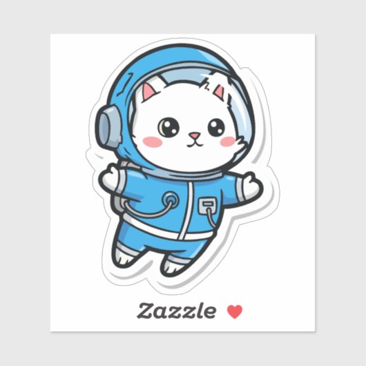 Glossy Transparent -Cute Astronaut Cat 4x4 Sticker (Vel)