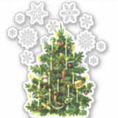 Glossy Vintage-kerstboom Sticker (Voorkant)