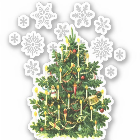 Glossy Vintage-kerstboom Sticker (Voorkant)