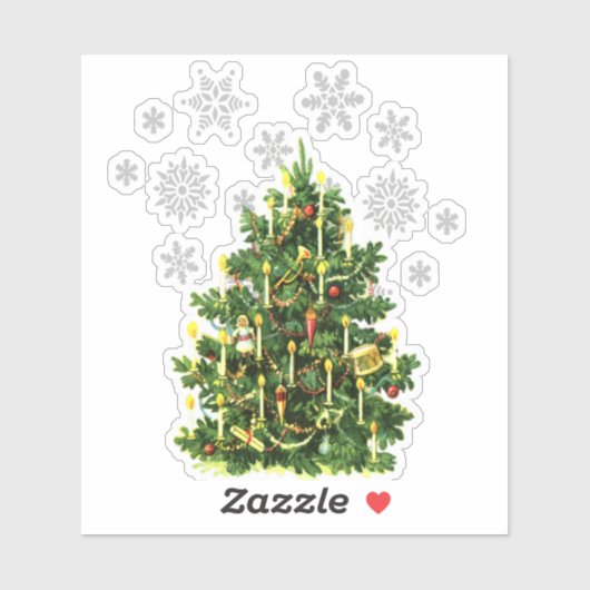 Glossy Vintage-kerstboom Sticker (Vel)