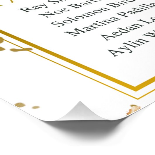 Glossy We doen wit en goud zitplan Perfect Poster (Hoek)