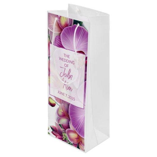 Glossy Wedding Wine Gift Bag Wijn Cadeautas (Achterkant Gekanteld)