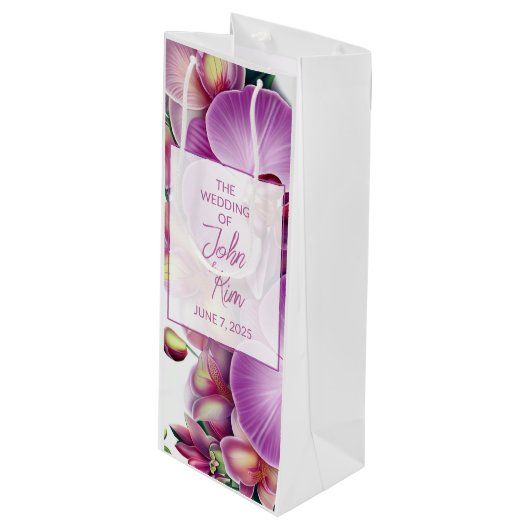 Glossy Wedding Wine Gift Bag Wijn Cadeautas (Voorkant Gekanteld)