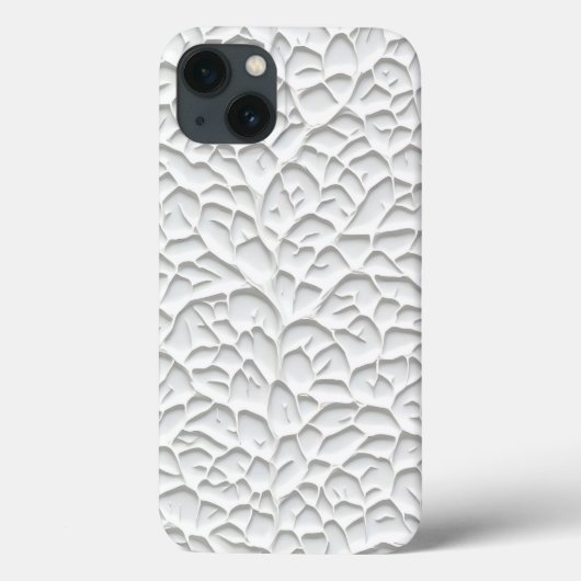 Glossy White iPhone Case with Textured Branch (Achterkant)