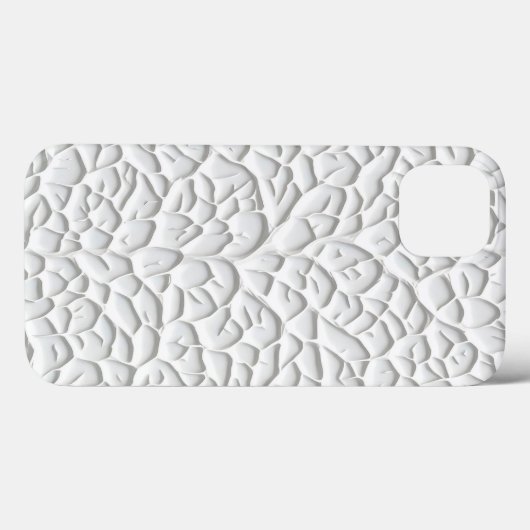Glossy White iPhone Case with Textured Branch (Achterkant (horizontaal))