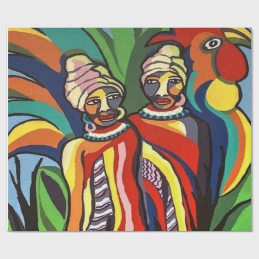 Glossy Wrapping Paper, Afrikaanse Vrouwenpapegaai Cadeaupapier (Vlak)