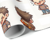 Glossy Wrapping Paper April Fool's Day Fishing Boy Cadeaupapier (Rol Hoek)