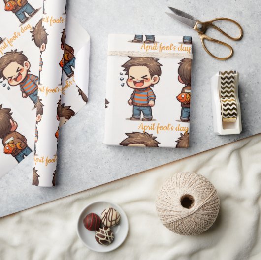 Glossy Wrapping Paper April Fool's Day Fishing Cadeaupapier (Crafts)