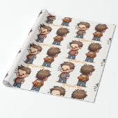 Glossy Wrapping Paper April Fool's Day Fishing Cadeaupapier (Uitgerold)