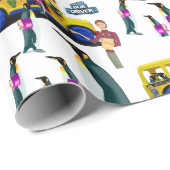 Glossy Wrapping Paper, Back to School Penguin Bus Cadeaupapier (Rol Hoek)