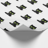 Glossy Wrapping Paper Black Cat Green Eyes Cadeaupapier (Hoek)