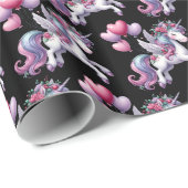 Glossy Wrapping Paper Black Pastel Unicorn  Cadeaupapier (Rol Hoek)