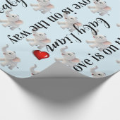 Glossy Wrapping Paper Blue Elephant Red Hearts  Cadeaupapier (Hoek)
