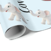 Glossy Wrapping Paper Blue Elephant Red Hearts  Cadeaupapier (Rol Hoek)