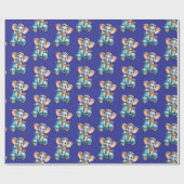 Glossy Wrapping Paper Blue Elephant Scooter  Cadeaupapier (Vlak)