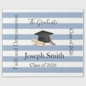 Glossy Wrapping Paper Blue Stripe Graduate 2026 Cadeaupapier (Vlak)