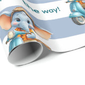Glossy Wrapping Paper Blue & White Stripe Elephant Cadeaupapier (Rol Hoek)