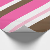 Glossy Wrapping Paper Brown & Pink Stripe Cadeaupapier (Hoek)