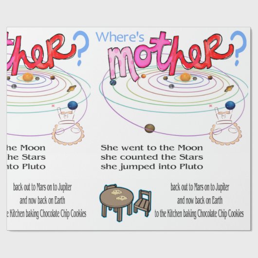 Glossy Wrapping Paper Happy Moederdag Waar is Cadeaupapier (Vlak)