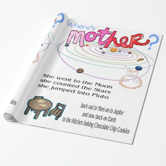 Glossy Wrapping Paper Happy Moederdag Waar is Cadeaupapier (Uitgerold)