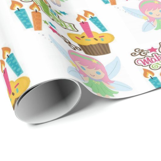 Glossy Wrapping Paper Maak een Wish Cupcake Cadeaupapier (Rol Hoek)