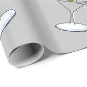 Glossy Wrapping Paper, Martini Glasses Grey Cadeaupapier (Rol Hoek)