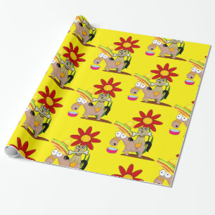 Glossy Wrapping Paper, Mexicaans Man Donkey Sombre Cadeaupapier