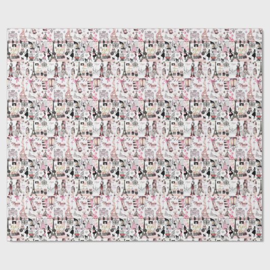Glossy Wrapping Paper Paris Frankrijk Cadeaupapier (Vlak)