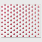 Glossy Wrapping Paper Pink Strawberry Cupcake Cadeaupapier (Vlak)