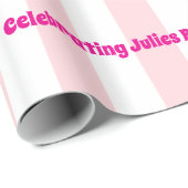 Glossy Wrapping Paper Pink & White Stripe Birthday Cadeaupapier (Rol Hoek)