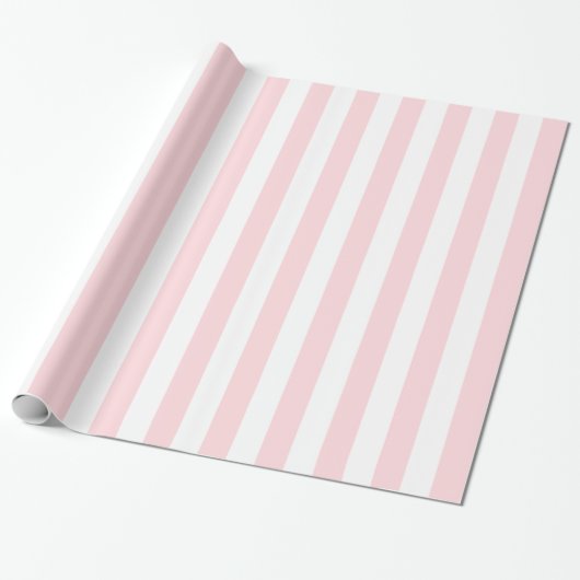 Glossy Wrapping Paper Pink & White Stripe  Cadeaupapier (Uitgerold)