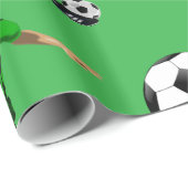 Glossy Wrapping Paper Soccer Ball Green Cadeaupapier (Rol Hoek)