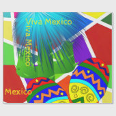 Glossy Wrapping Paper, Viva Mexico Cactus Banjos Cadeaupapier (Vlak)