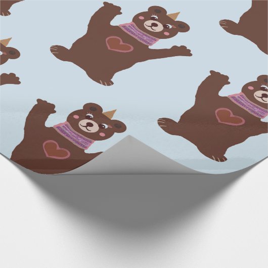 Glossy Wrapping Papier Beer Baby jongen cadeau (Hoek)