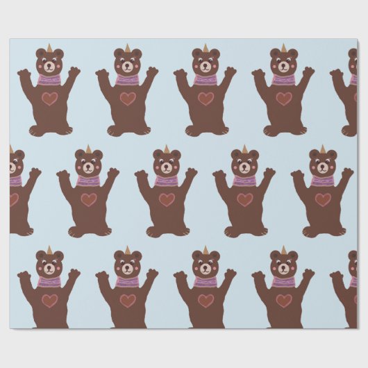 Glossy Wrapping Papier Beer Baby jongen cadeau (Vlak)