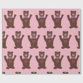 Glossy Wrapping Papier Beer, Baby Meisje (Vlak)