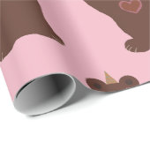 Glossy Wrapping Papier Beer, Baby Meisje (Rol Hoek)