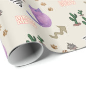 Glossy Wrapping Papier Kat Vis Cactus Meow Paws (Rol Hoek)