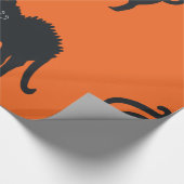 Glossy Wrapping Papier Zwart Katten Halloween (Hoek)