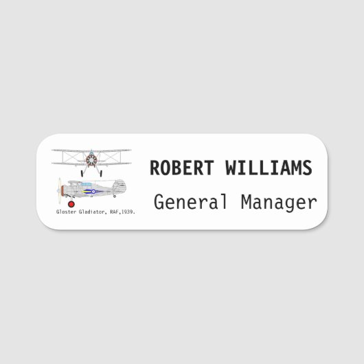 Gloster Gladiator: Klassieke naamtag Naamplaatje (Voorkant)