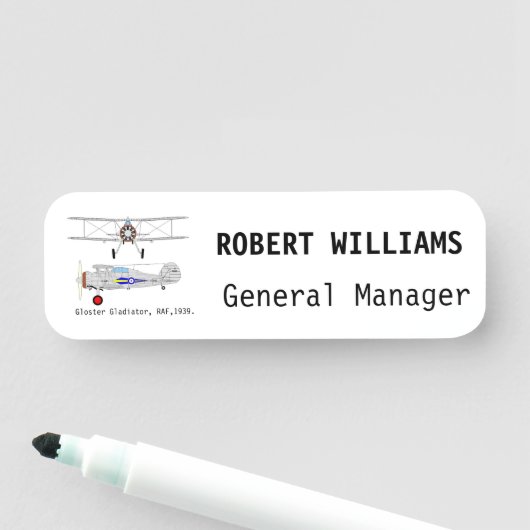 Gloster Gladiator: Klassieke naamtag Naamplaatje (In situ)