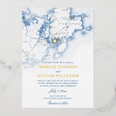 Gloucester Cape Ann Bruiloft Elegante Marine en Go Folie Uitnodiging (Voorkant)